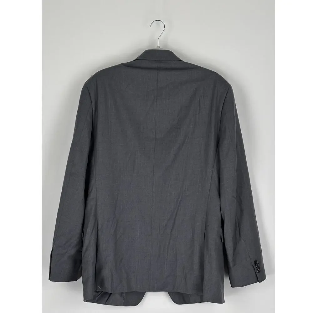 Saks Fifth Avenue Two Button Wool Blend Suit Jacket Blazer Men Size 44L Grey New